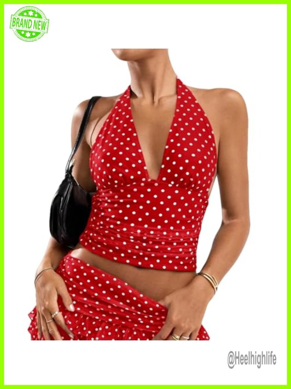 Womens Sexy Halter Crop Top Polka Dot Mesh Tie Back Y2K Party Shirt
